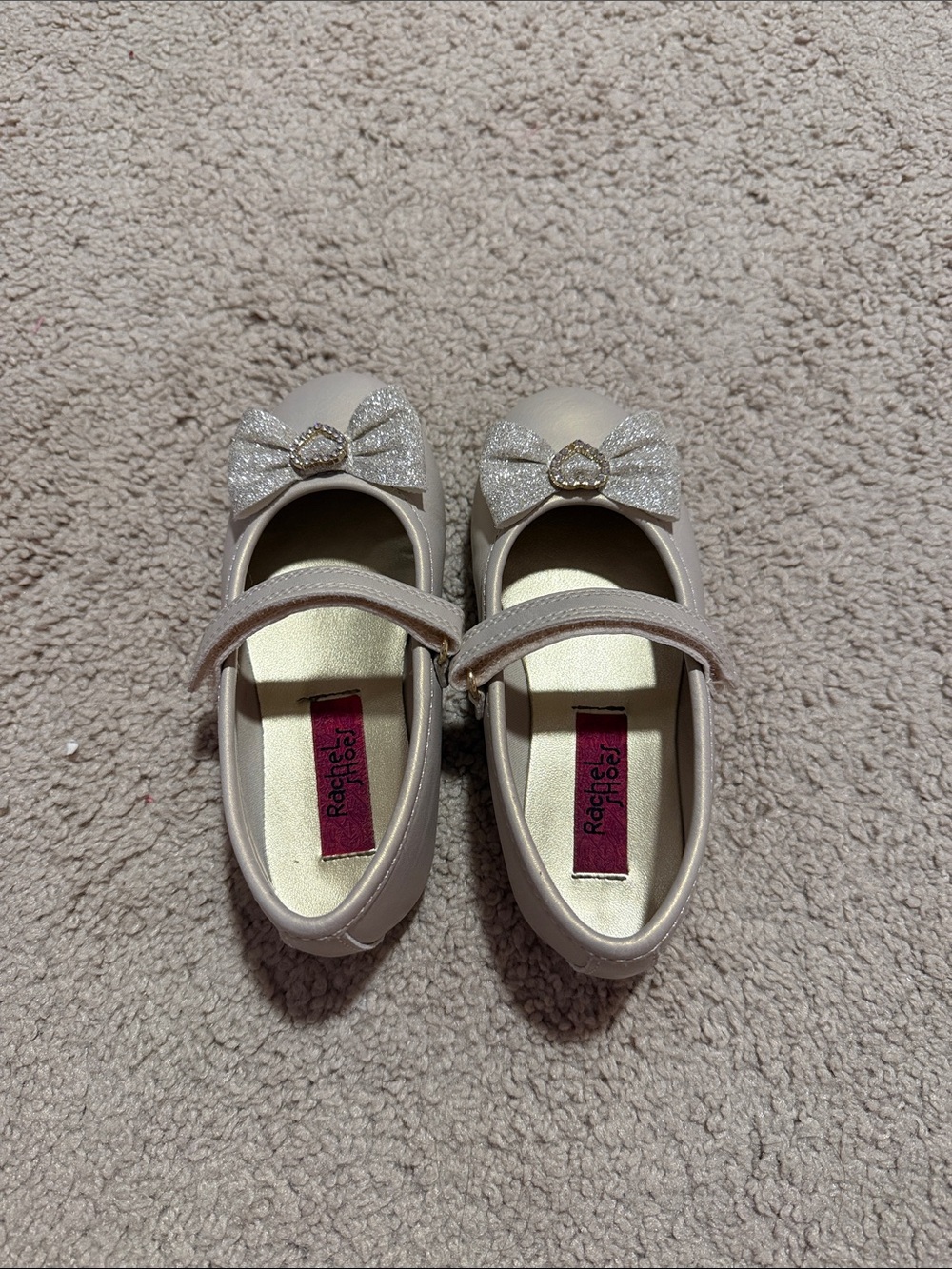 Rachel Shoes Girls' Cream Glitter Bow Mary Jane